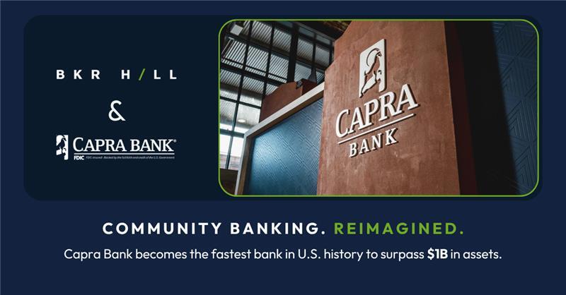 Capra Bank Recognized as Fastest-Growing Bank in the Nation, Powered by Baker Hill Technology
